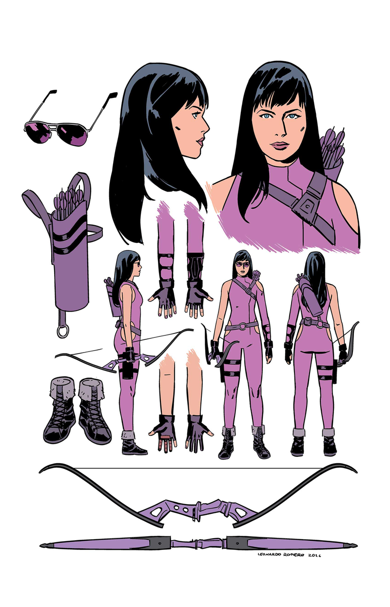Leonardo Romero’s original concept work for Kate’s new look. Image provided by Marvel.